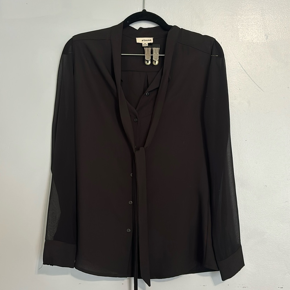 Nordstrom Black Work Blouse Long Sleeve XS